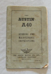VEHICLE  INSTRUCTION BOOKLET  - THE AUSTIN A40, 1951 - Picture 1 of 1