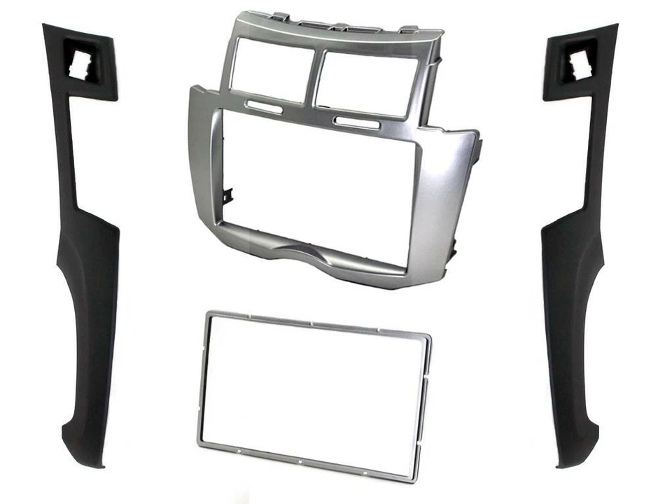 CT24TY22 Silver Double Din Fascia Panel Surround Trim For Toyota Yaris MK2 07-11 - Image 1 of 1