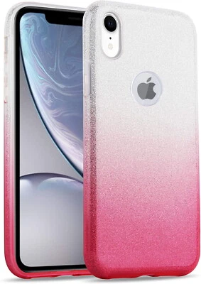 COVER Custodia Glitter Morbida Silicone GEL per Apple iPhone XR Rosa Argento - Immagine 1 di 2
