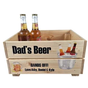 Personalised Fathers Day Beer Crate Gift Box Empty Hamper Beer Box Gift For Dad - Picture 1 of 2