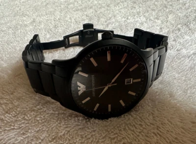 emporio armani ar11079 luigi slim black dial s/steel men's watch 18cm fit - Image 1 of 4