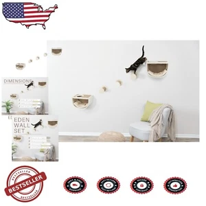 Eden Wall-Mounted Cat Tree for Small Cats - 5pc Set, Brown with Comfort & Style - Picture 1 of 6