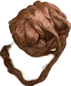 Silky Fine 100% SURI Alpaca Roving - Dark Bown Lustrous Natural 4 Oz Some VM - Picture 1 of 1