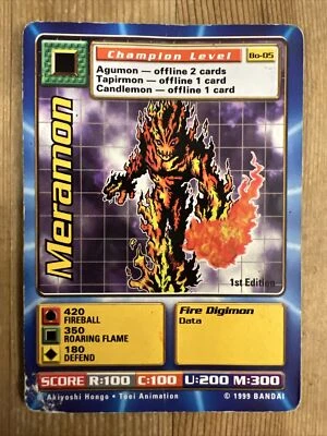 Meramon Bo-05 Champion 1st Edition Unlimited Digimon CCG 1999 Bandai Dmg - Image 1 of 2