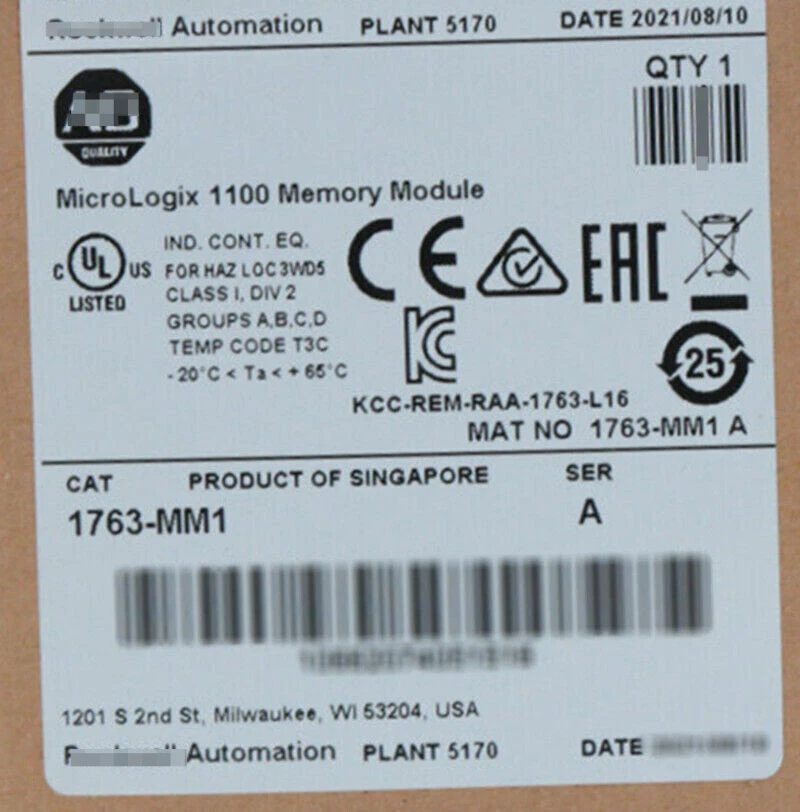 1763-MM1 AB MicroLogix 1100 Memory Module 1763MM1 New Expedited - Image 1 of 1