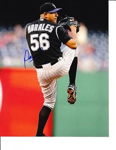 COLORADO ROCKIES FRANKLIN MORALES SIGNED PITCHING 8X10 - Picture 1 of 1