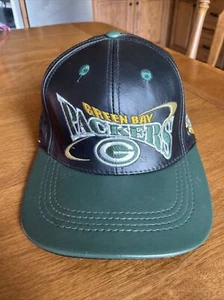 Green Bay Packers Hat Vintage 90s Genuine Pro Elite Leather Adjustable Cap USA - Picture 1 of 6