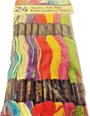 NEW J&P Coats Skeins Tie-Dye Embroidery Floss 24 Pack - Image 1 of 4