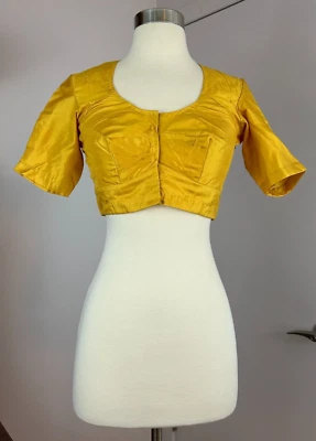 Blusa vintage amarilla/naranja choli/sari/sari Foto 1 de 4