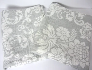 Laura Ashley 2 Quilted Pillow Shams Gray White Paisley 29"x21" Modern Farmhouse - Picture 1 of 6