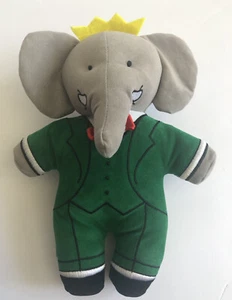 Babar Elephant King by Yottoy green grey, Stuffed Animal Plush 10” Toy - Picture 1 of 6