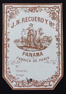 Ancienne Etiquette RECUOROY PANAMA Y H° balance justice old label