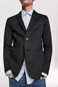 NEW! ZARA Suit Jacket Men’s L Black Notch Lapel 2-Button Front Single Vent Back - Picture 1 of 9