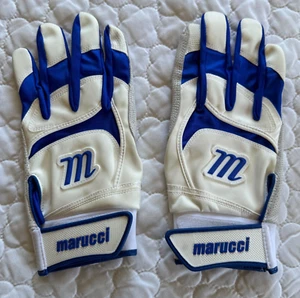 NWOT! Marucci Team Batting Gloves Adult White/Blue Size Large - Picture 1 of 3