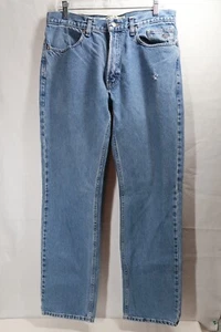 Harley Davidson Straight Leg Blue Denim Jeans Mens Pants Size 34X36 Distressed - Picture 1 of 10