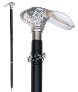 Vintage Rabbit Head Walking Cane Stick Wooden Rod Christmas Gift Father & Mother - Picture 1 of 5