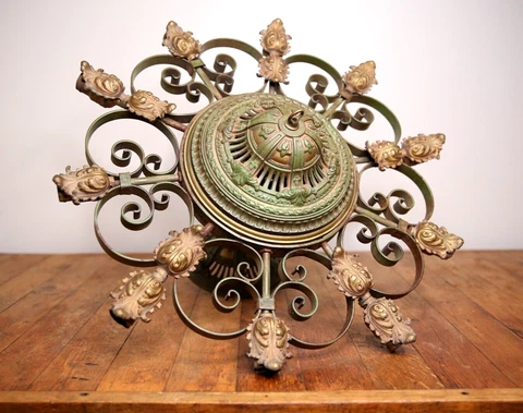 Antique Ceiling Light Lamp art nouveau art deco chandelier fixture green Cover