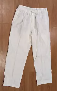Men's Tommy Bahama Relaxed Linen Wide-Leg Pants White Elastic-Waist - M - Picture 1 of 5