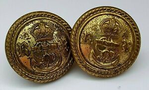 2 x WW1 Royal Naval Reserve Officers Crew Brass Buttons 23mm Firmin London