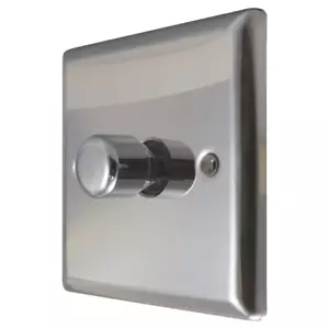 Dimmer Lichtschalter 1 Gang 2 Wege Spiegel Chrom Drehbar LED - Varilight JCP401 - Bild 1 von 13