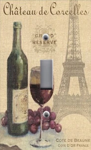PARIS EIFFEL TOWER CHATEAU UVAS DE VINO Interruptor de luz Cubiertas de salida de pared - Imagen 1 de 26