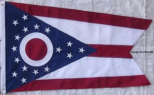 210D OHIO STATE FLAG - SEWN STRIPES & EMBROIDERED STARS - HEADER 2 GROMMETS - Picture 1 of 9
