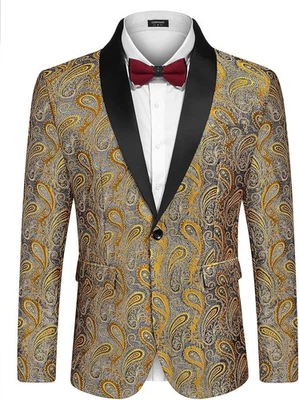 COOFANDY Hombres Floral Esmoquin Chaqueta Paisley Chal Solapa Traje Blazer Chaqueta para Di Foto 1 de 4