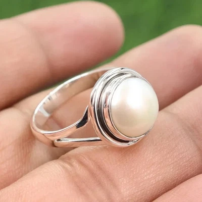 Pearl Ring, Solid Silver Ring, Natural Fresh Water Pearl Ring, Ring For,All Size - Image 1 of 4