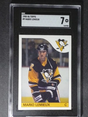 1985-86 Topps Mario Lemieux RC #9 Penguins SGC 7 NM - Image 1 of 2