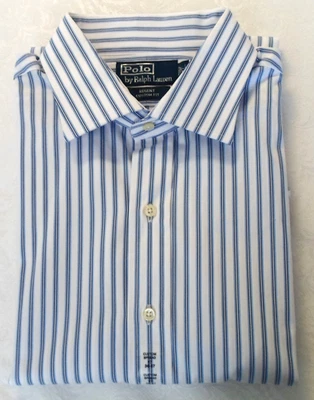 Ralph Lauren Regent Custom Fit Blue White Plaid Button Up Dress Shirt Size 17 - Image 1 of 4