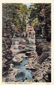 New York Postcard A Shelter House Watkins Glen NY - Picture 1 of 2