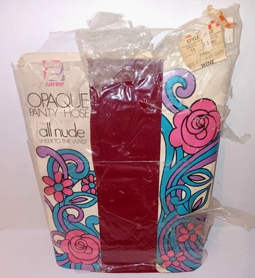 Pantimedias Zayre Vintage Opacas Vino Rojo ALTAS Todo Desnudo Estilo Transparente Nylon años 60 70 Foto 1 de 4