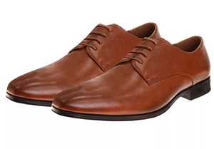 Perry Ellis Men's Lace-up Faux Leather Dress Shoes, Brown, New in Box Size 11 - Picture 1 of 4