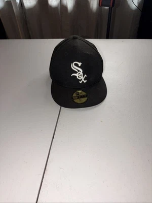 Chicago White Sox Fitted Hat Cap Mens 7 1/4 Black New Era 59Fifty Made In USA - Image 1 of 2
