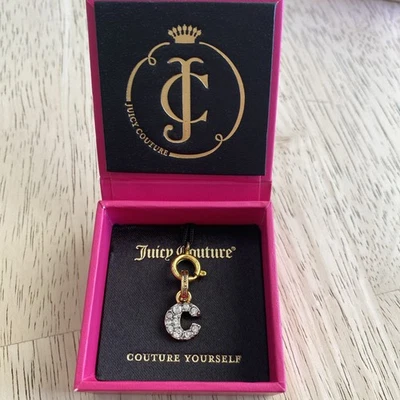 JUICY COUTURE Charm Gold Tone Letter C With Pave Crystals. Bracelet Charm. Y2K - Image 1 of 4