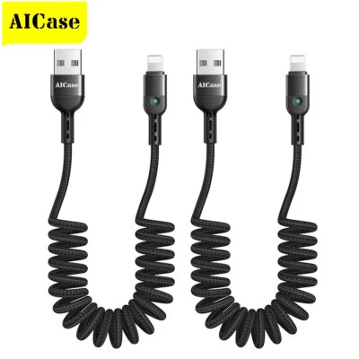 Mcdodo Coiled Fast Charger Cable Data Cord for iPhone 14 13 12 11 Pro Max X SE 8 - Image 1 of 4