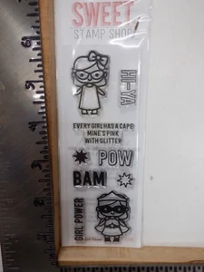 SWEET STAMP SHOP GIRL POWER CAPE PINK GLITTER POW PHOTOPOLYER STAMPS NEW A32604 - Picture 1 of 1
