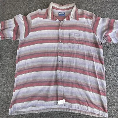 De colección Harbor Bay Para Hombres Azul/Rosa Rayas Manga Corta Abotonada Talla Extra Grande Foto 1 de 4