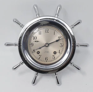 Vintage Chelsea Nickel Plated Ships Clock Pilot Model 8 Day Bell Strike - Picture 1 of 7