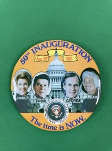 Pin de botón vintage 1981 50ª inauguración Ron-Nancy Reagan, George-Barbara Bush - Imagen 1 de 6