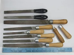 8 Vintage File Lot Nicholson Atkins Oberg Mill Bastard 2nd Cut Wood Handle - Picture 1 of 23