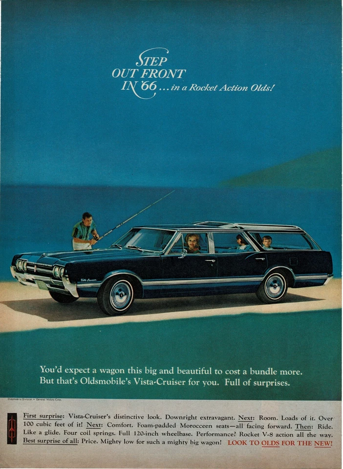 1966 Oldsmobile Vista Cruiser Station Wagon Black Car Automobile Vintage Ad  - Image 1 of 1