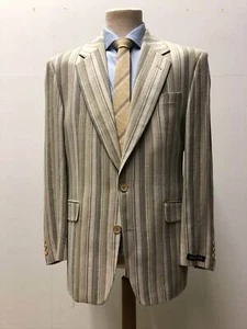 Piere Cardin Sommer Sakko Einreiher beige gestreift Gr.48 Zweiknopf Leinen-S041 - Imagen 1 de 6
