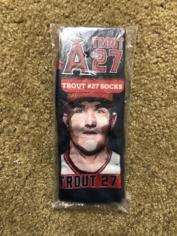 Mike Trout Socks # 27, New In Original Packaging,  8/1/17 SGA Cover