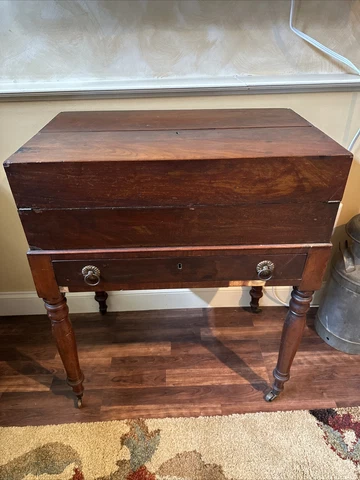 Antique American Early 19th Century Mahogany Captain’s Desk 1867 Mark Civil War Cover