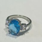 Sterling Silver 5 Carat Blue Topaz Ladies Ring Size 10 Only 1 Available 