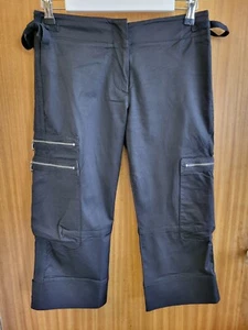 Karen Millen Ladies Black With Cotton ¾ Length Lovely Trousers.. Size 8.. USED.. - Picture 1 of 11