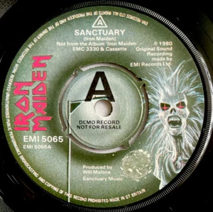 IRON MAIDEN -Sanctuary- Very Rare Original DJ Promo 7” (Vinyl Record) - Imagen 1 de 2