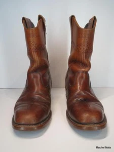Botas de Vaquero De Colección Motociclista Para Hombres Talla 7.5 Cuero Marrón Bandera de EE. UU. Rayos - Imagen 1 de 12