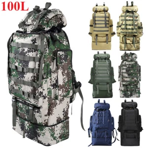 100L Large Tactical Military Backpack Waterproof Rucksack Hiking Laptop Backpack - Picture 1 of 24